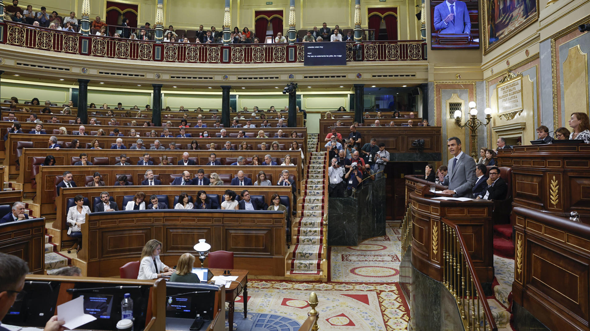 Intervenció de Pedro Sánchez al Congrés. \ Foto: EFE - J.J. Guillén